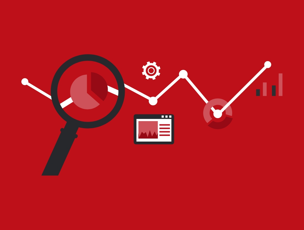 Graphic showing various graphs and icons related to monitoring and reporting