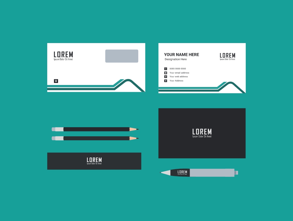 Graphic showing a mock-up of some business stationery