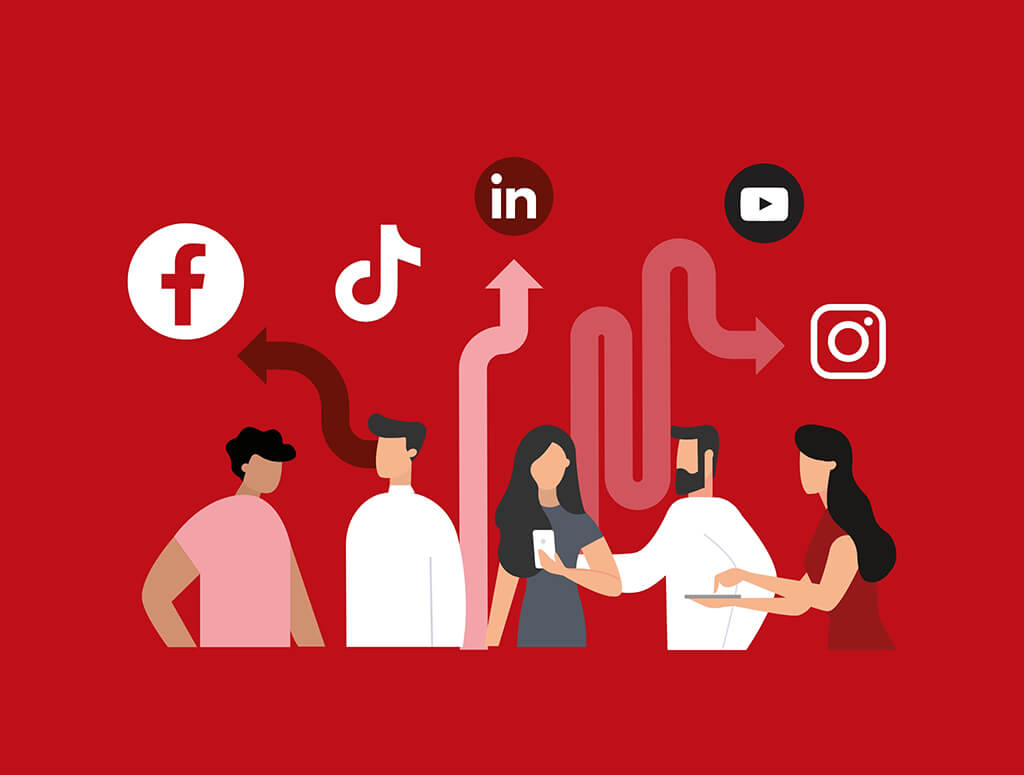 Graphic showing various social media platforms