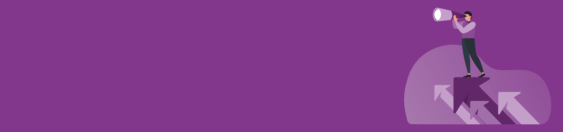 Graphic showing a man looking through binoculars